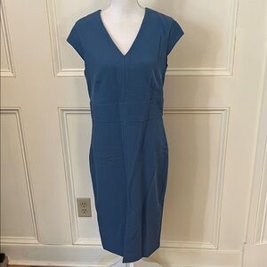 Ann Taylor Blue Cap Sleeve Midi Dress